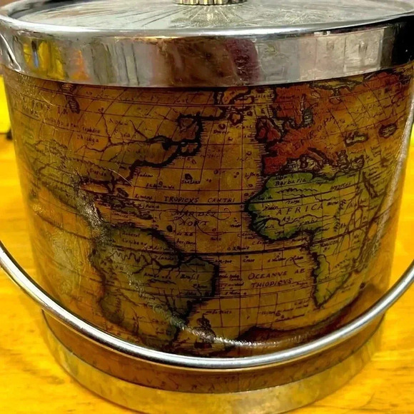 VINTAGE ICE BUCKET WORLD MAP ATLAS BAR MADE IN JAPAN Bar accessory - Picture 2 of 4
